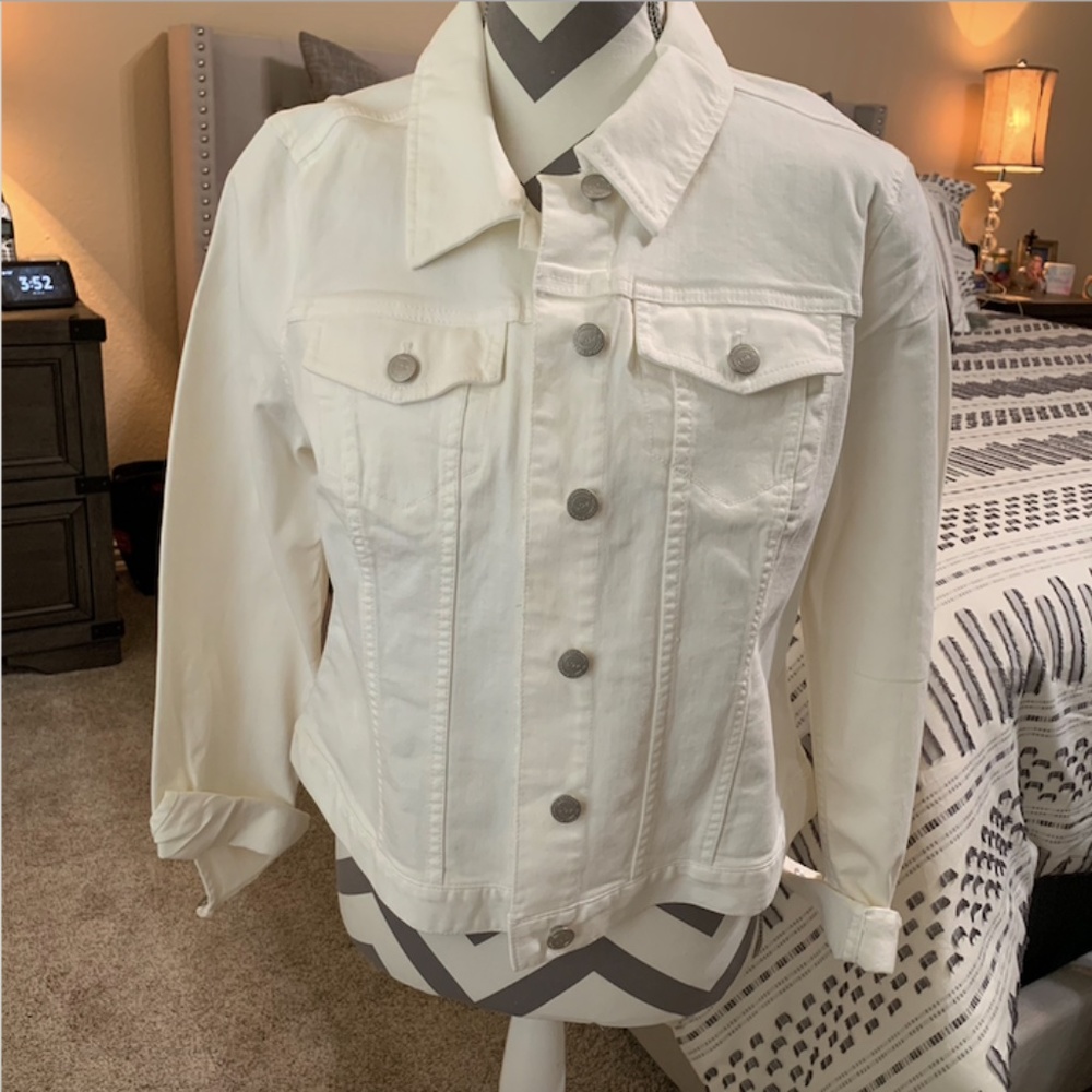 Loft Outlet White Denim Jean Jacket NEW NWT L